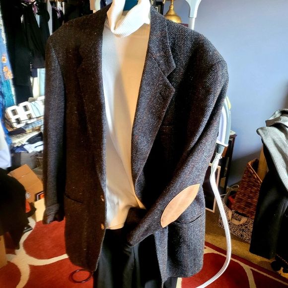 Austin Reed Tweed Blazer W Suede Elbow 